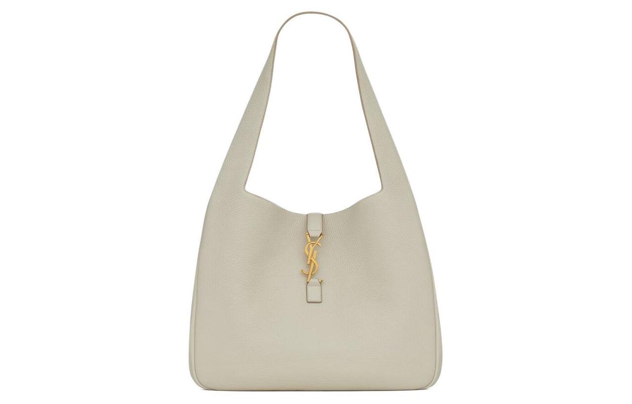 SAINT LAURENT Suede Leather Tote Bag, Shopping Bag, Handbag Women's Vintage White & Dark Beige