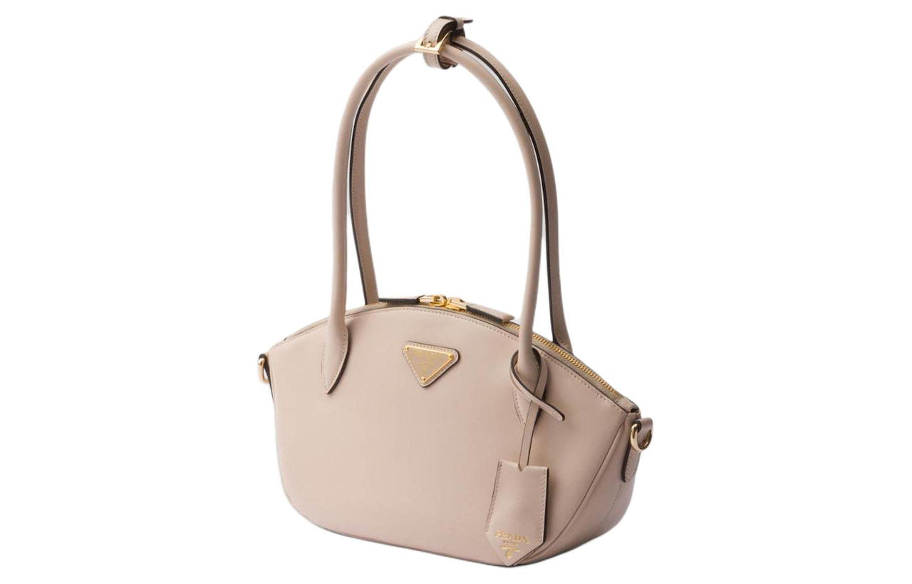 PRADA Leather Shoulder Bag Crossbody Bag Handbag Small Size Women's Limestone Color