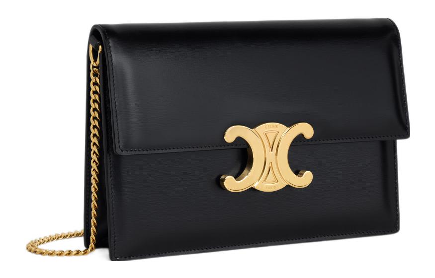 CELINE Shiny Cow Leather Crossbody Bag Shoulder Bag Women's Black