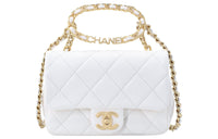 CHANEL 23C Early Spring Sheepskin Flap Bag Shoulder Bag Crossbody Bag Handbag Mini Women's White