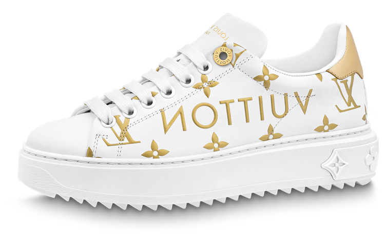 LOUIS VUITTON Time Out Sneakers 'White With Gold Monogram' Women's