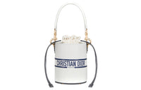 DIOR Cow Leather Bucket Bag, Shoulder Bag, Crossbody Bag, Handbag Trumpets Women's White