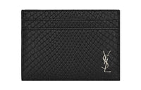 SAINT LAURENT YSL CASSANDRE Python Skin Card Holder Women's Black