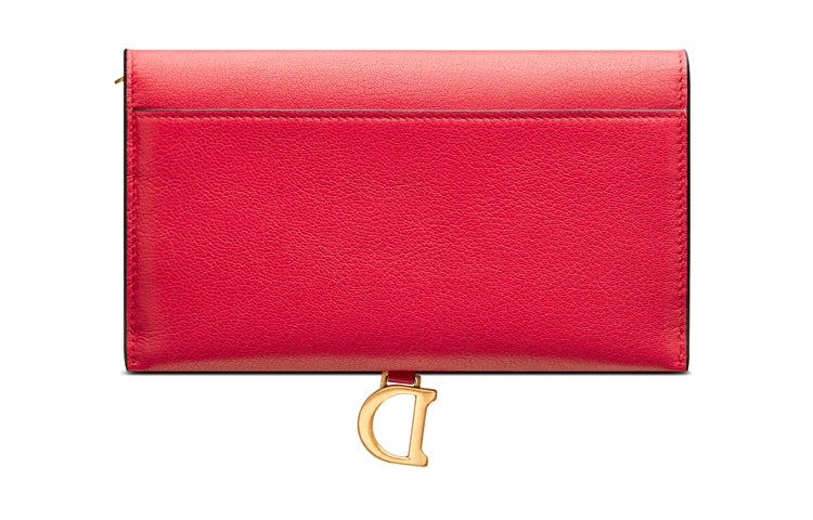 DIOR Saddle Sheepskin Saddle Bag Shoulder Bag Crossbody Bag Wallet Women's Red