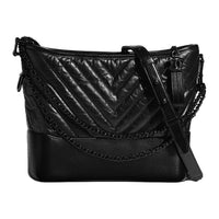 CHANEL Gabrielle Cow Leather Hobo Bag Crossbody Bag Shoulder Bag Women's Black