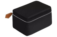 HERMES Travelsilk Silk With Barenia Calfskin Travel Storage Bag Mini Men's Black & Light Tawny