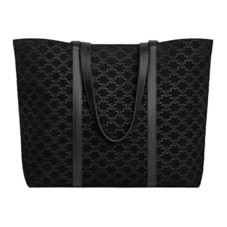 CELINE Suede Tote Bag Shopping Bag Shoulder Bags Women's Black