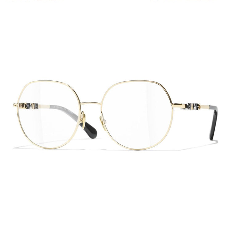 CHANEL Metal Irregular Shape Eyeglass Frames Women's Gold