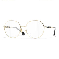 CHANEL Metal Irregular Shape Eyeglass Frames Women's Gold