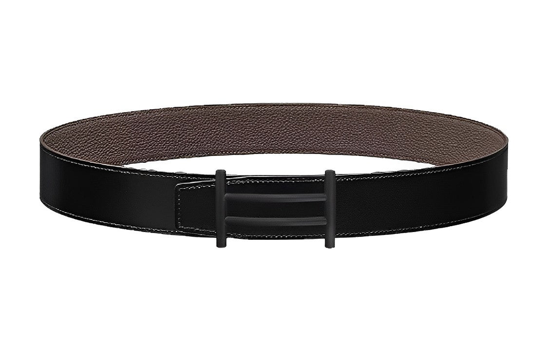 HERMES Leather Belts Men Black/Tin Gray