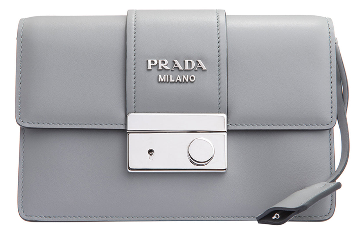 PRADA Leather Shoulder Bags Women's Gray