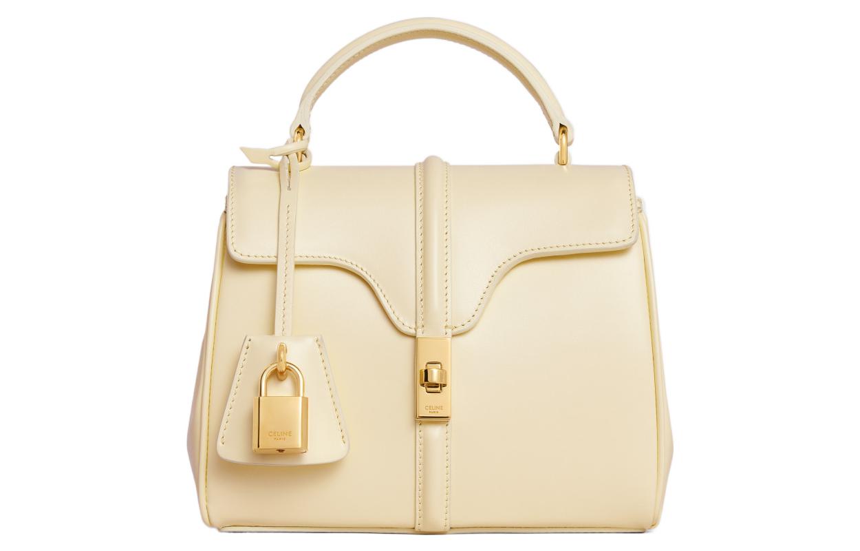 CELINE 16 Cow Leather Shoulder Bag Crossbody Bag Handbag Mini Women's Light Yellow/Light Yellow