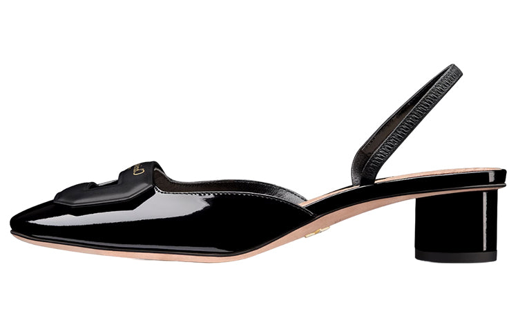 DIOR Block Heel High Heels 3.5cm Women's Black
