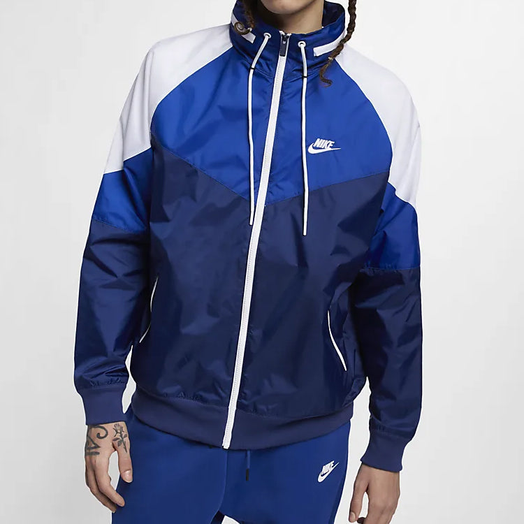 Men's Nike Casual Windproof Hooded Blue Jacket AR2210-492