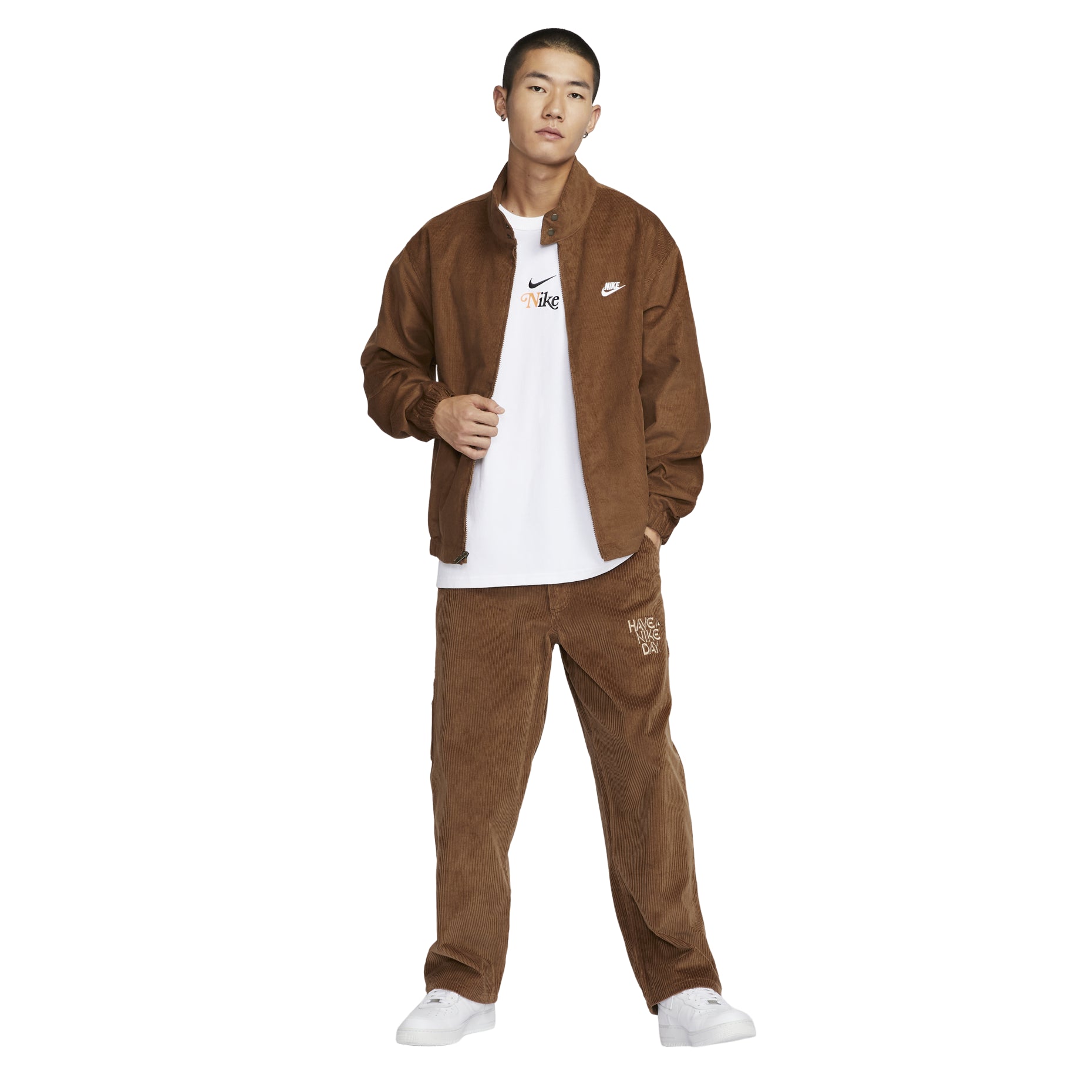 Nike Sportswear Club Corduroy Harrington Jacket Asia Sizing 'Light British Tan' FZ0632-281