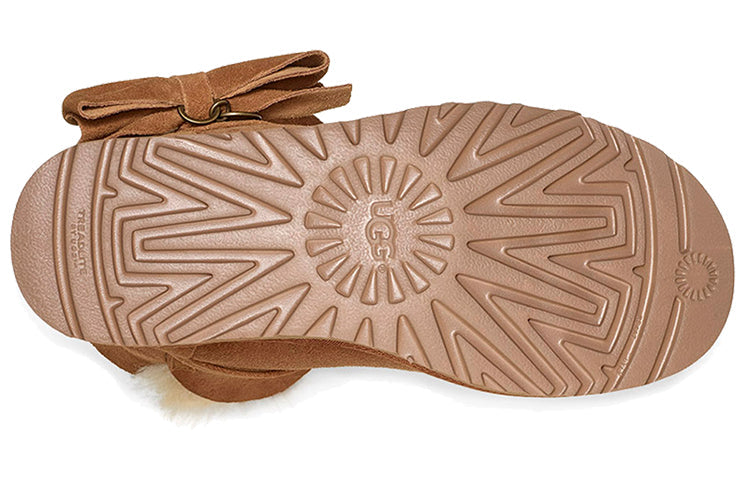 (WMNS) UGG Suede Mini Bow fur Fleece Lined Brown 1106542-CHE