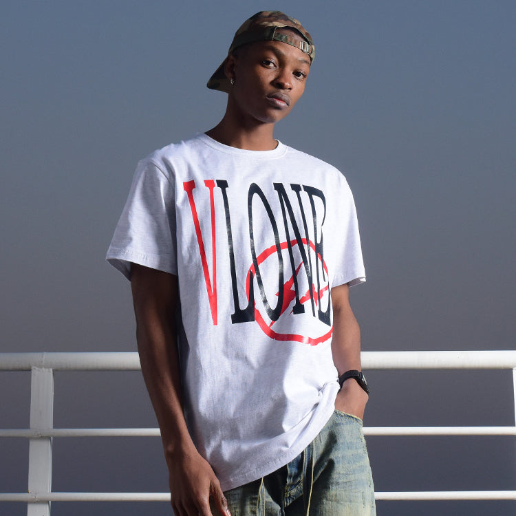VLONE Fragment Staple Tee Large Logo Printing Short Sleeve Couple Style 'Gray Red' VLTE17FW002