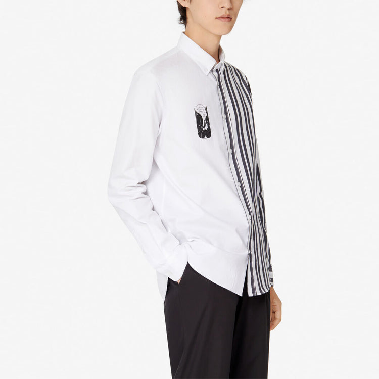Men's KENZO Character Pattern Long Sleeves White Shirt FA55CH4141LB-01