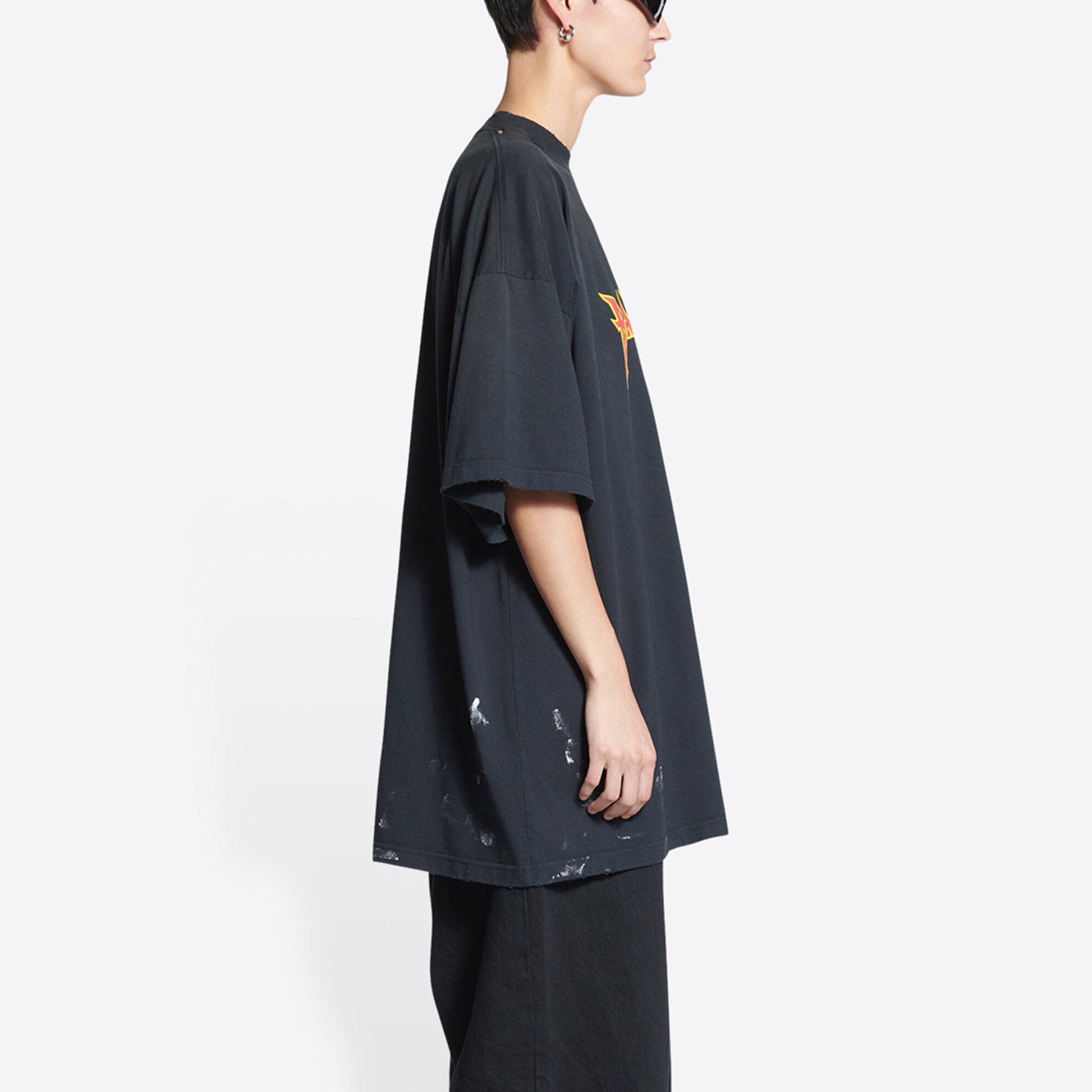 Balenciaga Metallica Short Sleeve T-Shirt Oversized Fit 'Black Orange' 694576TMV880105