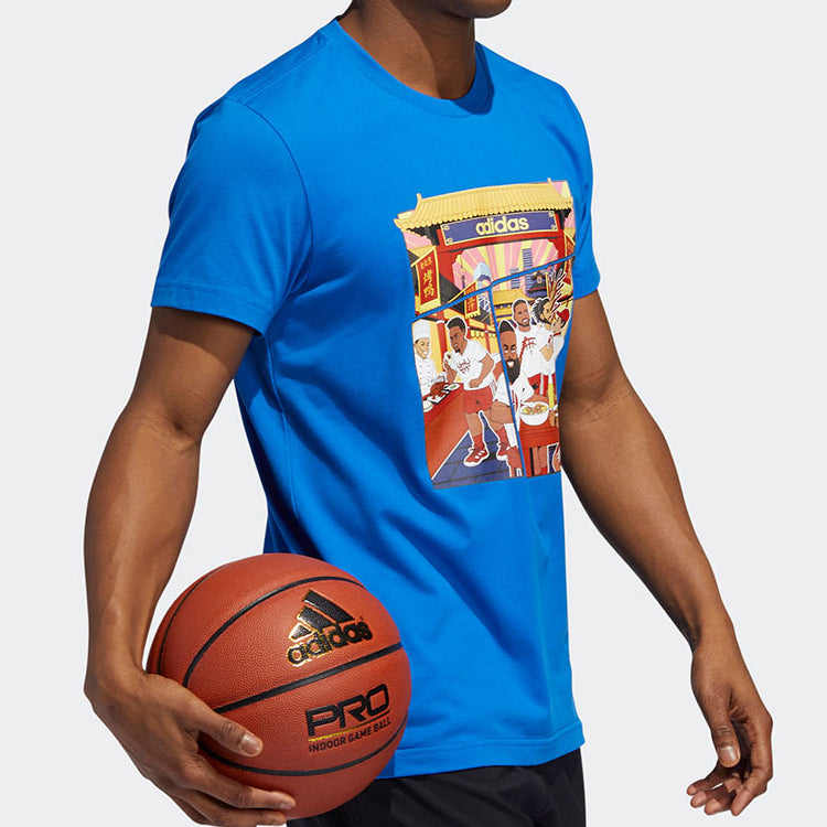 adidas Beijing Tee Basketball Sports Short Sleeve Blue GE1061