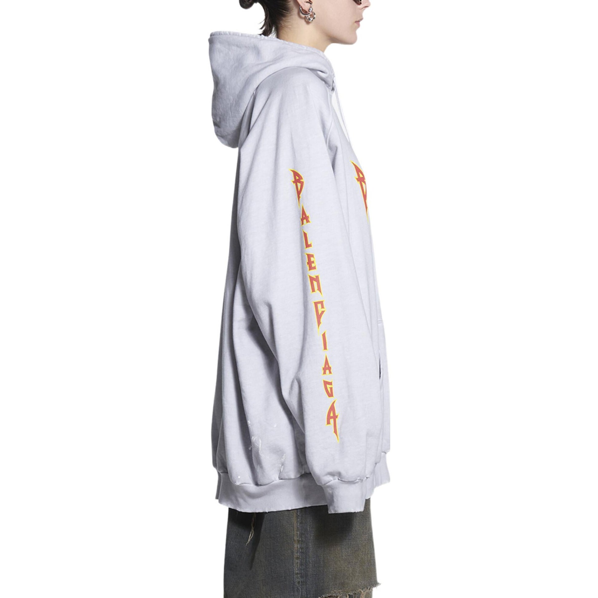 Balenciaga Metallica Hoodie Oversized Fit 'Dirty White Orange' 697879TMV890901