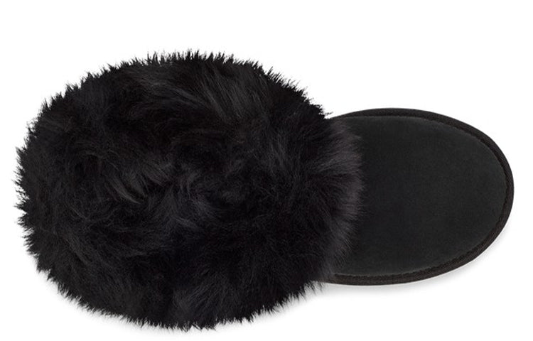 (WMNS) UGG Classic Mini Fluff Collar Fleece Lined Black 1112491-BLK