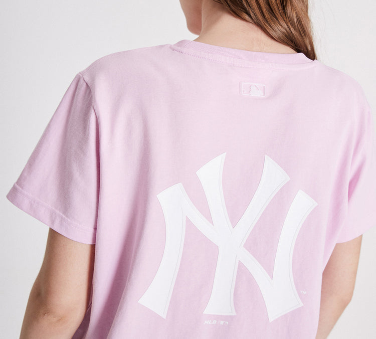 MLB Unisex Popcorn Series New York Yankees Embroidery Round-neckTee Blue/Purple 31TSS3931-50V