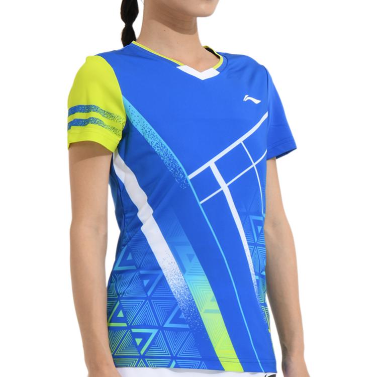 (WMNS) Li-Ning Badminton Series Quick Dry Training Tournament Short Sleeve T-Shirt 'Crystal Blue' AAYS072-3