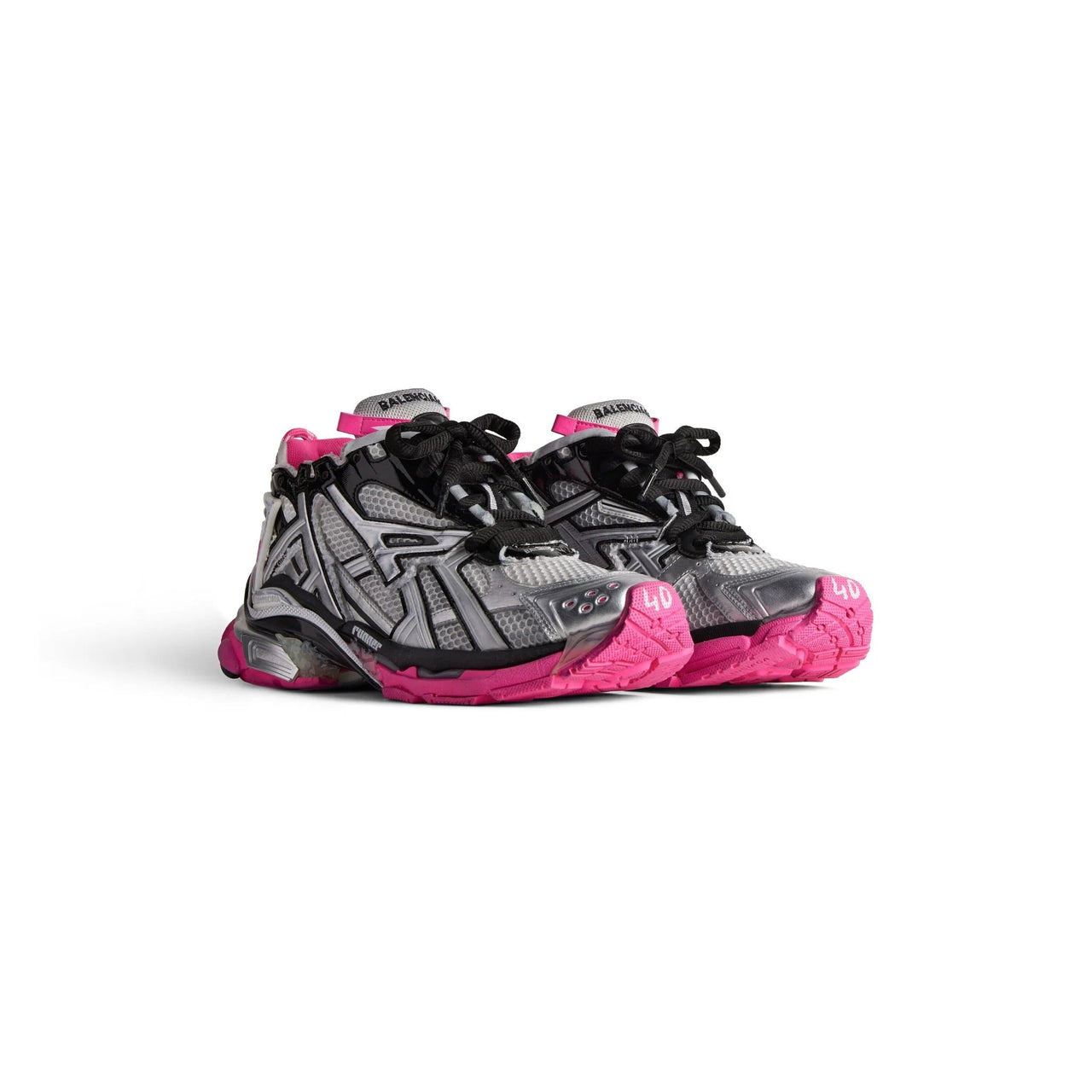 (WMNS) Balenciaga Runner Sneakers 'Silver White Pink Mesh and Nylon' 677402W3RBW9155