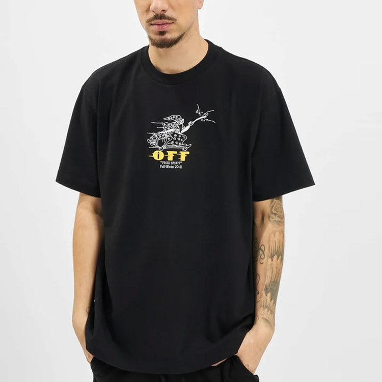 Off-White Freewizard Pattern Short Sleeve Loose Fit Black OMAA038F20FAB0121018