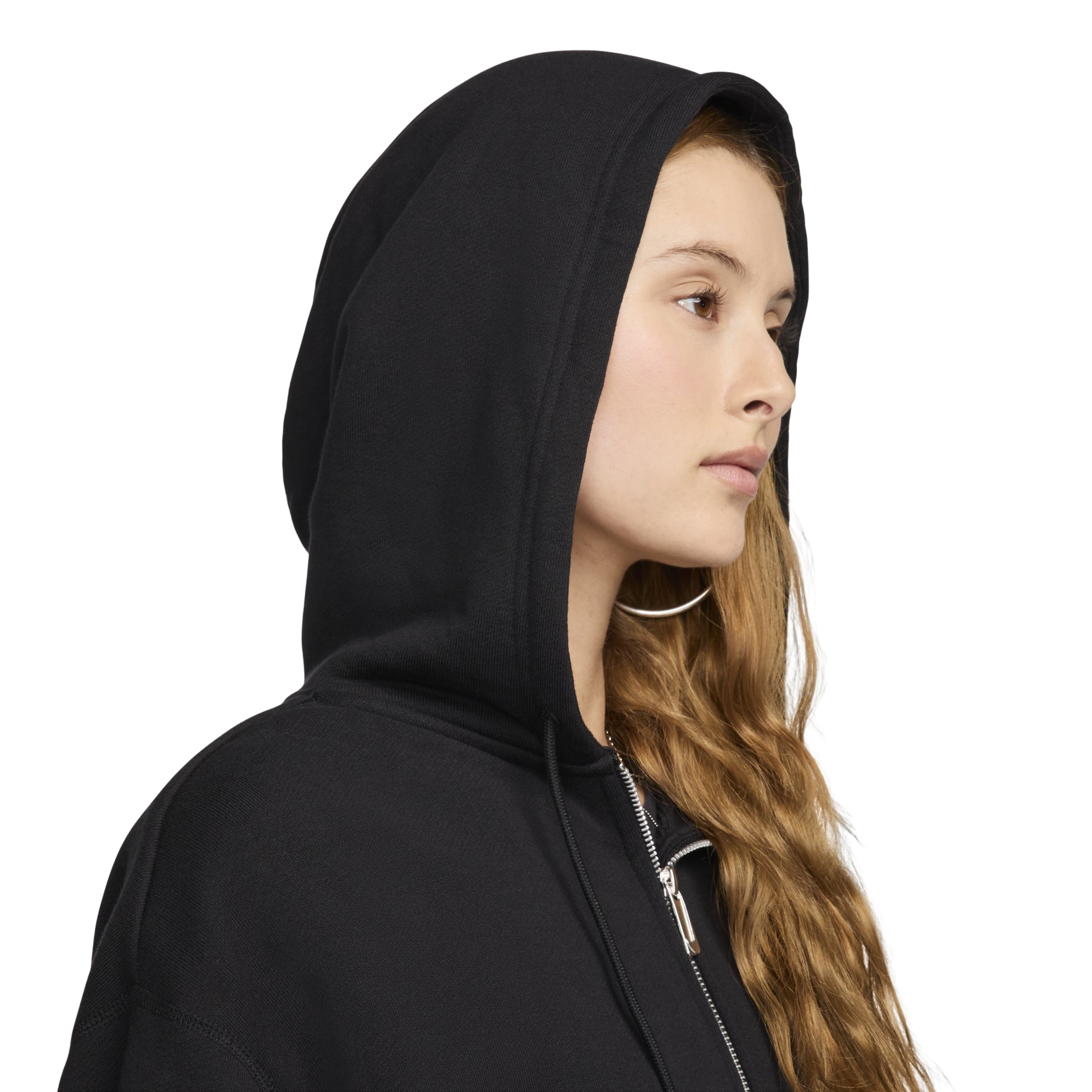 (WMNS) Nike Sportswear Oversized Full-Zip French Terry Hoodie Asia Sizing 'Black' FV7516-010