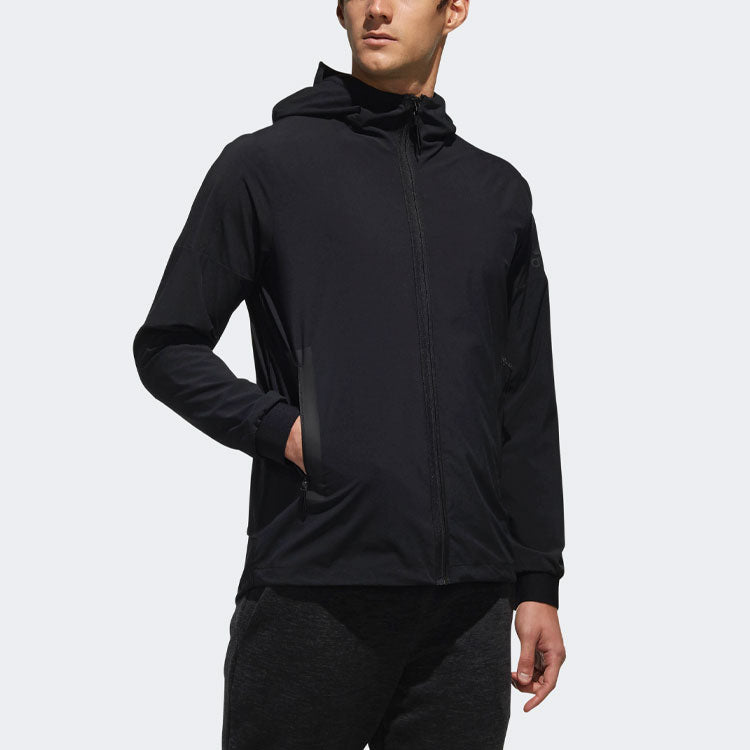 adidas Wb Urban Logo Printing Woven Sports Hooded Jacket Black DW4624