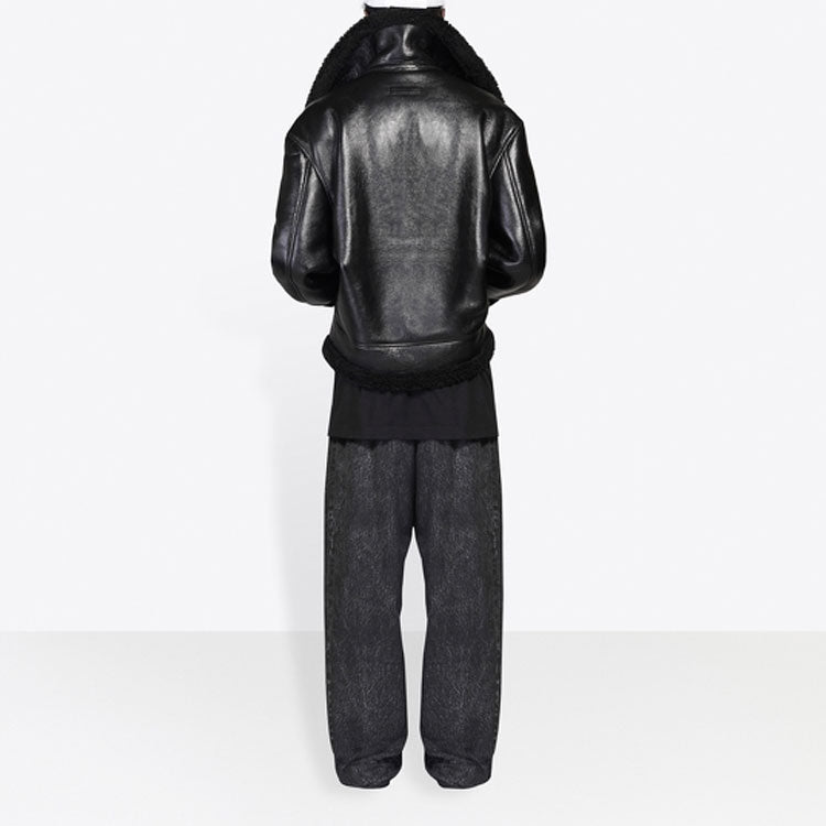 Balenciaga Cocoon Leather Aviator Jacket 'Black' 646456TKS311069