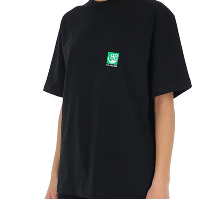 Balenciaga B Environmental Friendly Green Alphabet Logo Printing Short Sleeve Black 594599THV631000