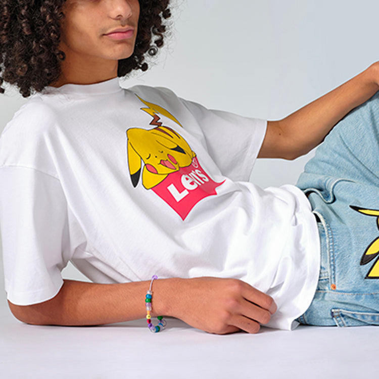 Levis x Pokmon Crossover Pikachu Printing Round Neck Short Sleeve Unisex White 59194-0002