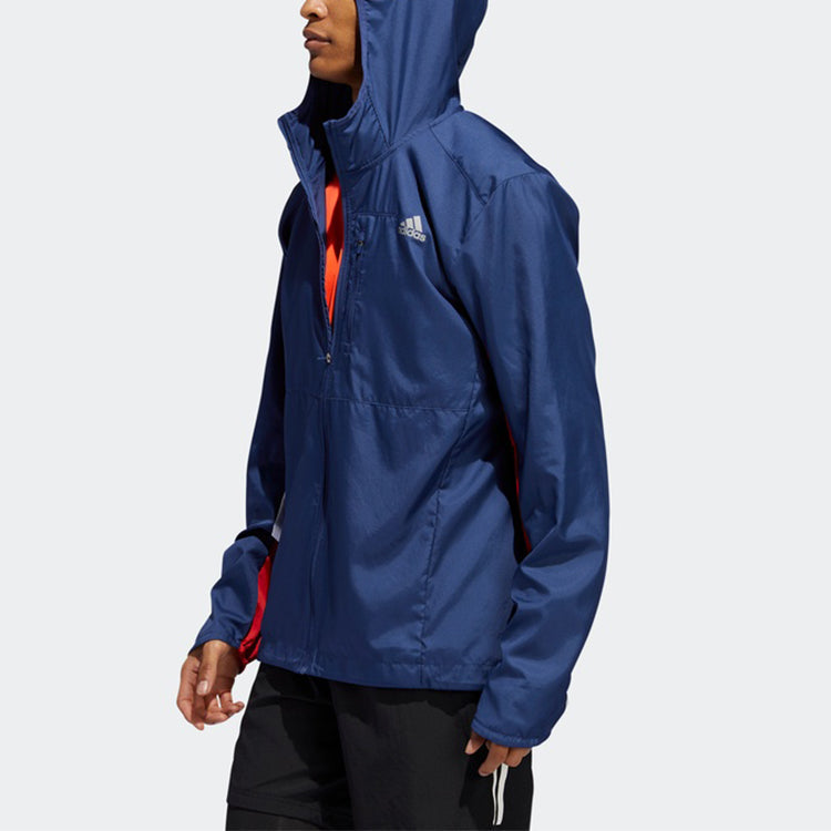 adidas Own the Run Jkt Running Sports Hooded Jacket Blue ED9291