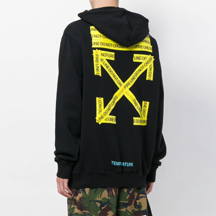 Off-White Firetape Hoodie 'Black Yellow' OMBB029S180030241060-BK