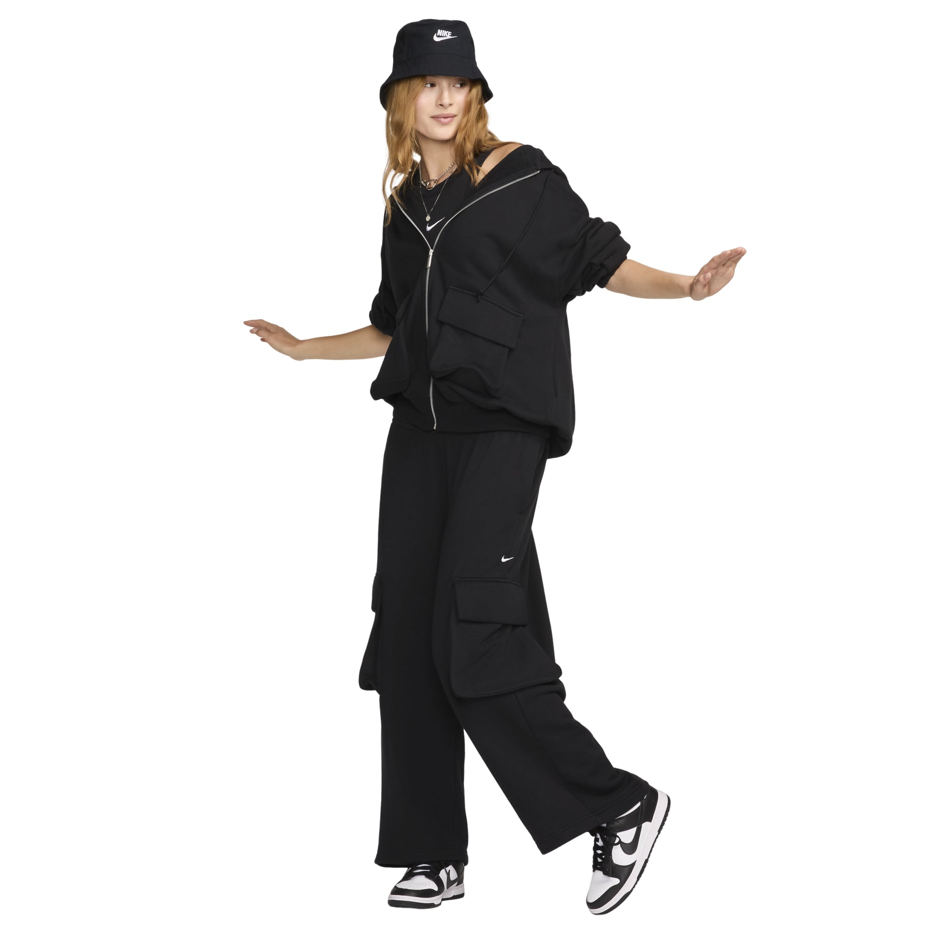 (WMNS) Nike Sportswear Low Rise Oversized French Terry Pants Asia Sizing 'Black' FV7513-010