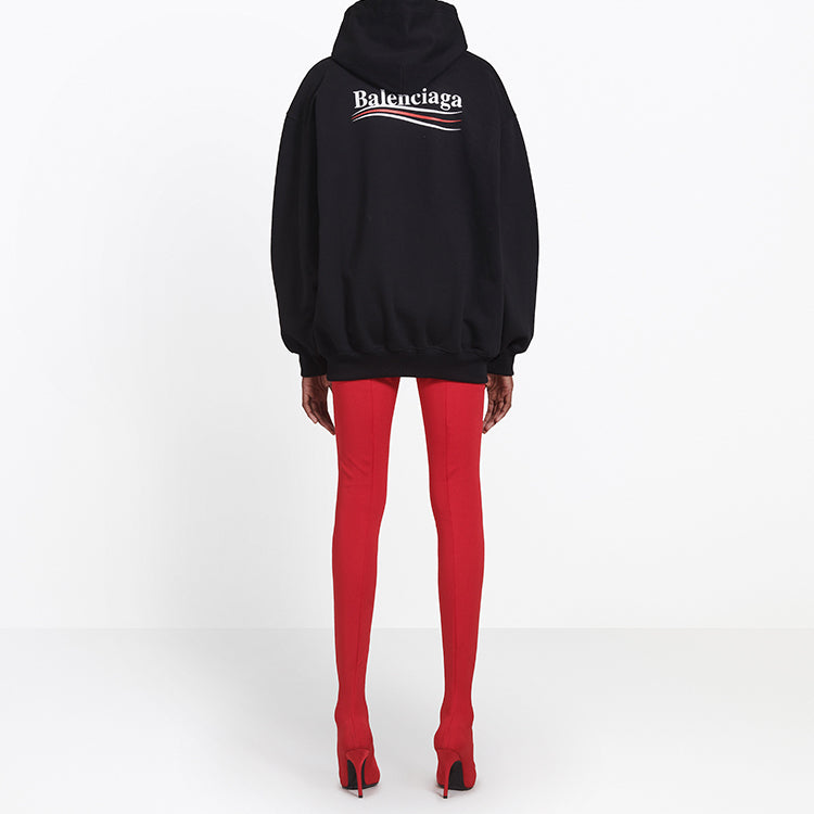(WMNS) Balenciaga Cola Label Hoodie Black 528350TBV141000