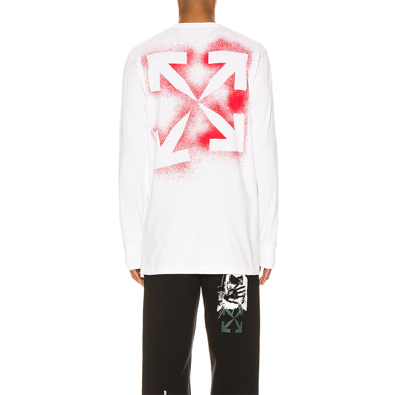 Off-White Back Hollow Out Arrow Long Sleeves White OMAB001E20JER0040125
