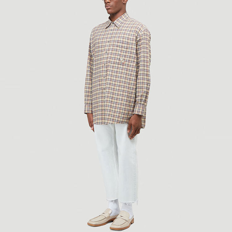 Gucci Chicken Embroidery Check Shirt 'Beige' 628325-ZAFD7-9128