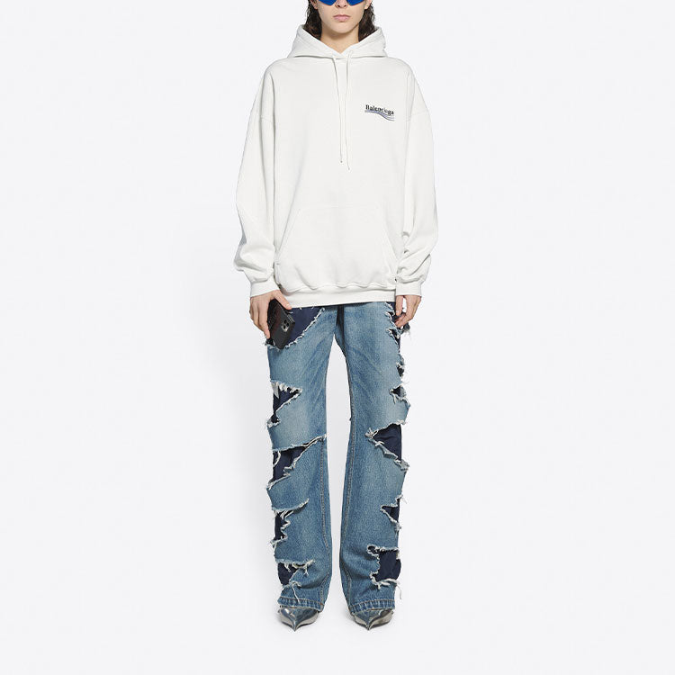 (WMNS) Balenciaga FW21 Political Campaign Printing Hoodie White 578135TKVI99084