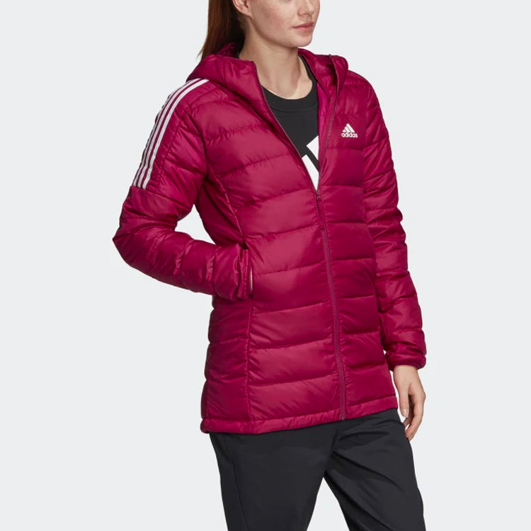 (WMNS) adidas Light Down Hooded Parka 'Power Berry' GH4592