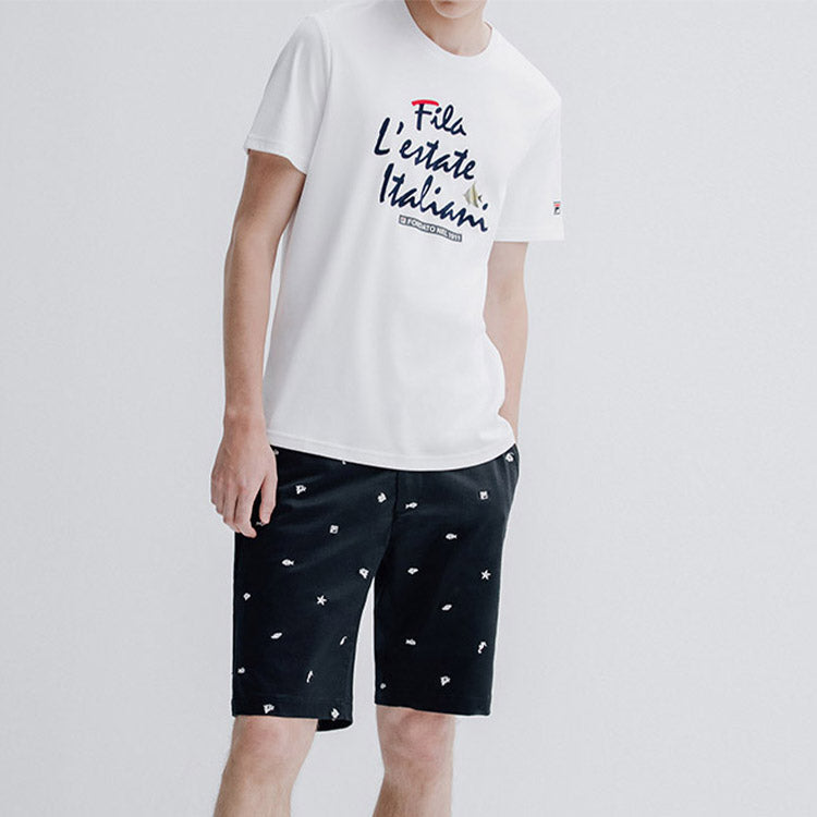 FILA Subject Printing Knit Short Sleeve White F11M928143F-WT