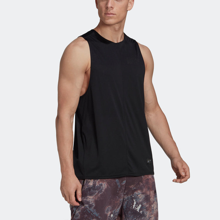 adidas U Prly Slvls T Solid Color Round Neck Loose Sports Vest Unisex Black HK4514