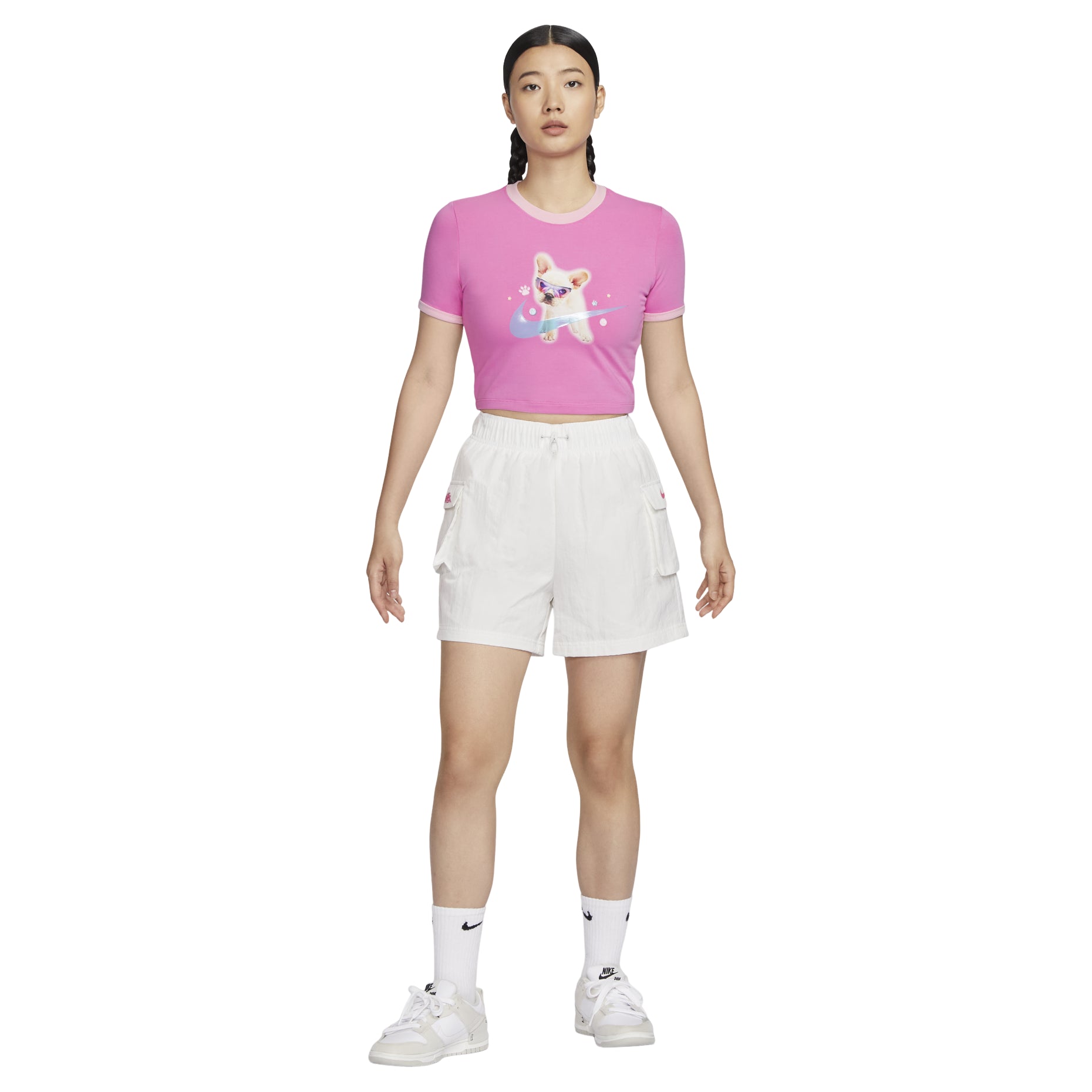 (WMNS) Nike Sportswear Graphic Slim Crop T-shirt Asia Sizing 'Pink' HM4621-675
