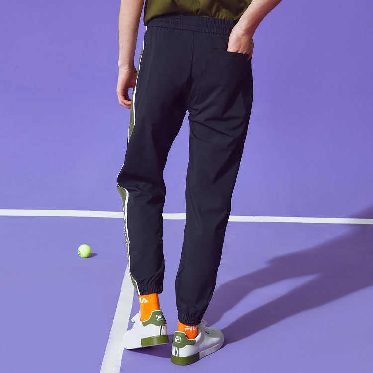 FILA FUSION Contrast Color Stitching Zipper Pocket Sports Pants Black T11M021807F-BK