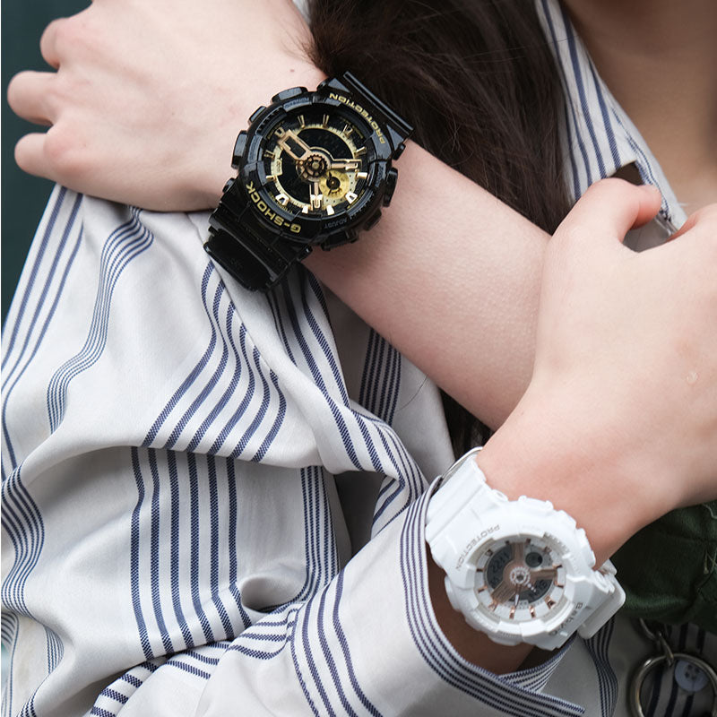 CASIO Baby-G 'Black & White' BA-110RG-7APR+GA-110GB-1APR