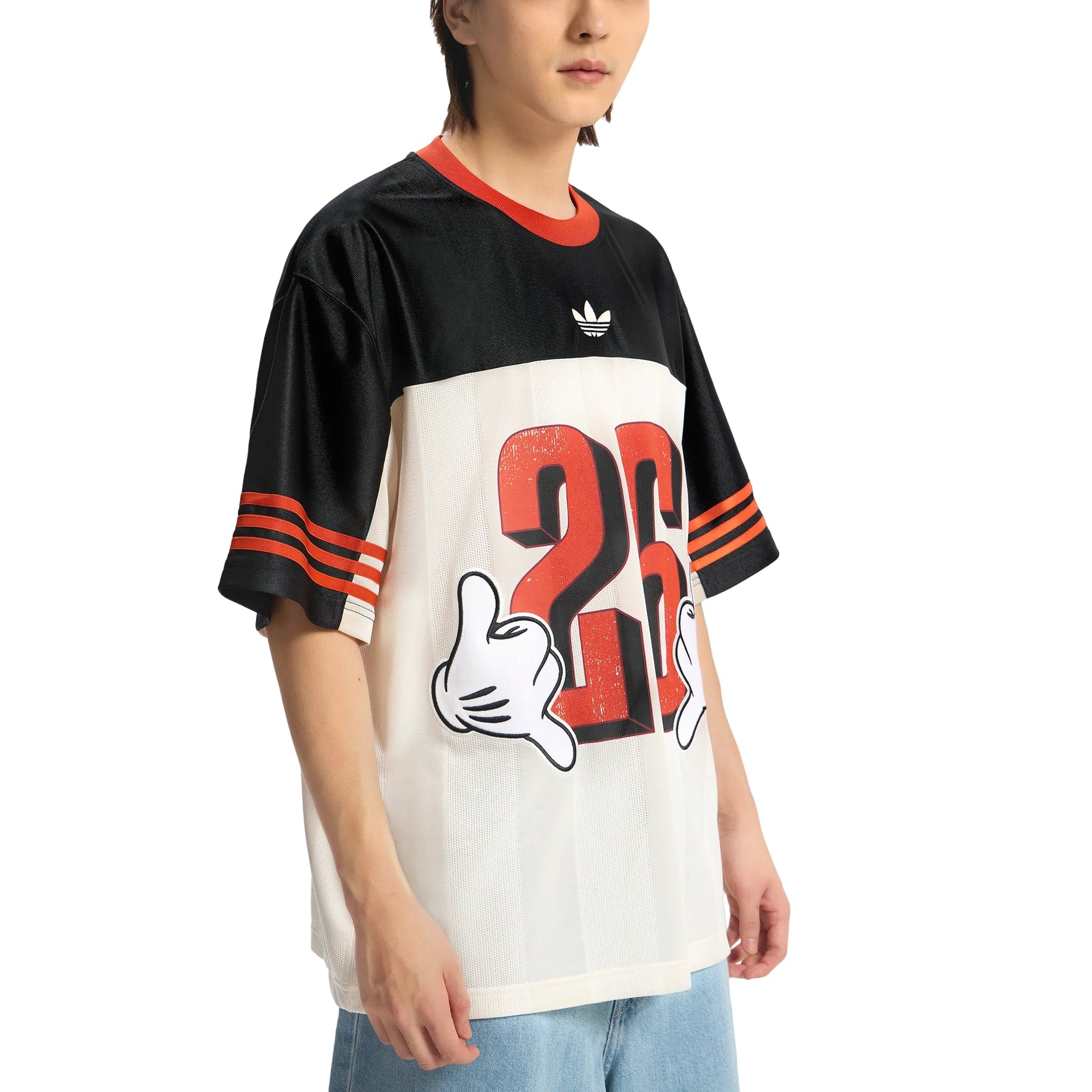 adidas x Disney Mickey Mouse Jersey Asia Sizing 'Black Wonder White' KU3104
