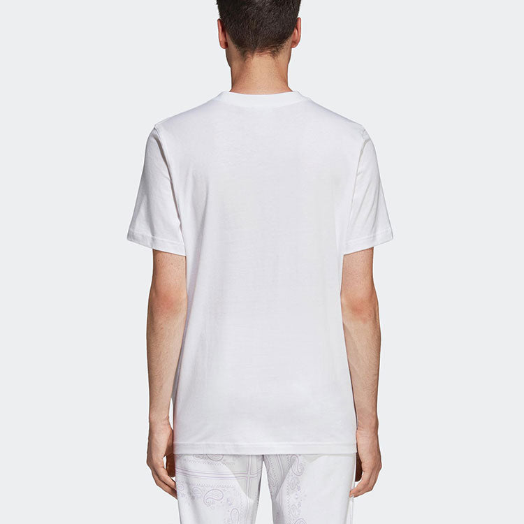 Men's adidas originals Bandana Trefoil Pattern Logo Printing Round Neck Short Sleeve White T-Shirt DX3651